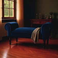 Blue Velvet Window Seat Bed