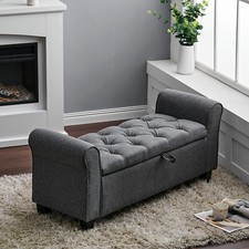 Linen Upholstered Ottoman