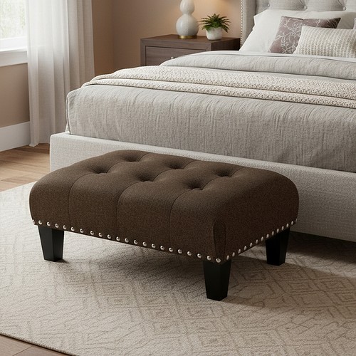 Coffee ottoman stool tufted - coffee,